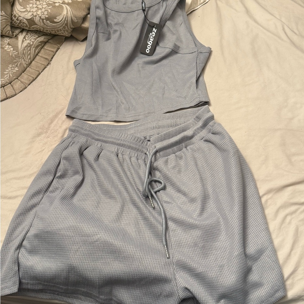 Gray Womens 2 Piece Summer Lounge Set medium